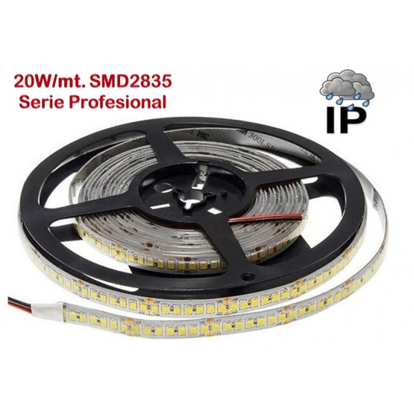 Tira LED 5 mts Flexible 100W 980 Led SMD 2835 IP65 Blanco Cálido, Serie Profesional